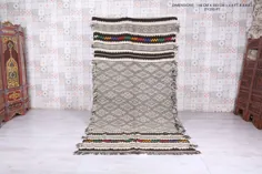 فرش خاکستری مراکشی 4.6 FT X 9.6 FT فرش گلیمی مراکشی |  اتسی