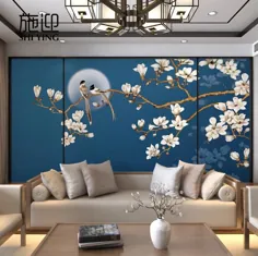 Chinoiserie Brushwork Hanging Magnolia Wallpaper Magnolia |  اتسی