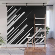 Diagonals - نقاشی دیواری سفید روی سیاه و سفید توسط laec