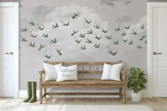 کاغذ دیواری طبیعت کاغذ دیواری آسمان کاغذ دیواری پرنده آسمان |  اتسی