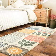 فرش دونده رنگ و هندسه برای راهرو ، اتاق خواب ، ورودی ، اتاق نشیمن ، فرش فرش نرم و مخمل خواب دار (2'X 5'.3 ")
