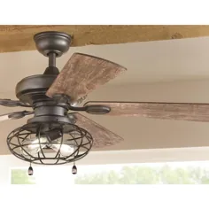 مجموعه تزئینات خانگی Ellard 52 in. LED Indoor Ceiling Iron Fan-YG629-NI - The Home Depot