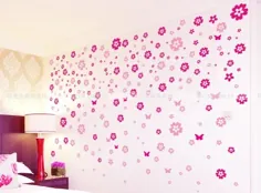 گل های رنگارنگ و زیبا و پروانه های عکس برگردان دیواری قابل جابجایی DIY Wall S