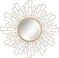 آینه آویز آفتابگیر فلزی هندسی 23 "Stonebriar Round تزئینی آینه آفتاب برای دیوار ، دکوراسیون مدرن Boho برای اتاق نشیمن ، حمام ، اتاق خواب و ورودی