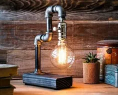 چراغ رومیزی-چراغ رومیزی-لامپ ادیسون Steampunk-دکوراسیون منزل روستیک-هدیه مردانه-Farmho |  eBay