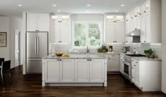 تمام کابینت های آشپزخانه شیکر انتقالی چوبی RTA 10X10 با رنگ سفید زیبا و مدرن