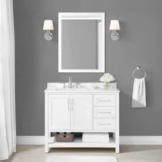 گزینه های سبک Mercer 42-in White Undermount تک ظرفشویی حمام غرور با صفحه سنگی سفید مهندسی (شامل آینه) Lowes.com