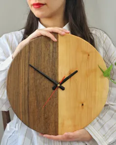دستسازه های چوبی پونا،ساعت چوبی از چوب گلابی و گردو