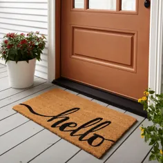 پایه اصلی Hello Coir Doormat Outdoor، Natural and Black، 18 "x 30" - Walmart.com