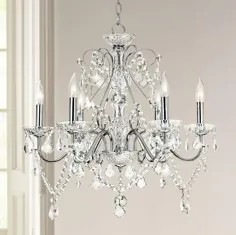 Grace 23 1/2 "Wide Chrome and Crystal 6-light luster - # 92905 | Lamps Plus