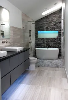 طراحی حمام خاکستری مدرن جالب با تغییر حمام خود