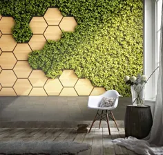 شش ضلعی سه بعدی ، دانه چوب ، کاغذ دیواری پوشش گیاهی سبز ، کاغذ دیواری خود چسب متحرک ، نقاشی دیواری دیواری ، هنر پرنعمت ، پوست و استیک