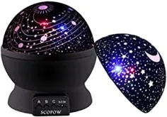 پروژکتور Baby Star Light Night Night، SCOPOW Stars Night Light Projection Lamp 360 درجه چرخش 3 حالت روشنایی چراغ آسمان برای اتاق خواب کودکان (سیاه)