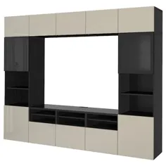 ترکیب ذخیره سازی تلویزیون HEMNES ، قهوه ای سیاه ، 128 3/8x77 1/2 "- IKEA