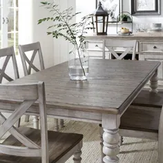 میز ناهار خوری Gracie Oaks Ellender ، چوب به رنگ خاکستری / سفید ، اندازه بزرگ (صندلی های بالاتر از 8) |  Wayfair