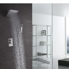مجموعه شیر دوش نیکل دوش برای فناوری تزریق هوا در حمام - سر دوش باران مربعی 12 اینچ - نصب آسان - سازگار با محیط زیست