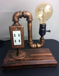 لامپ صنعتی / لامپ ادیسون / Steampunk / لامپ لوله / مس پریشان / لامپ تسلا / ایستگاه شارژ USB / چراغ میز / دکوراسیون منزل