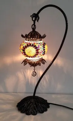 چراغ معرق دست ساز تزئینی با پایه مسی ساخته شده دستی ، چراغ میز شب کنار تخت