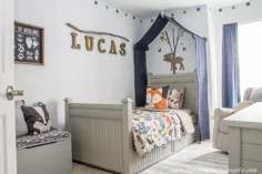 یک اتاق چالش (هفته 6): Woodland Big Boy Room Reveal |  به سادگی زیبا توسط آنجلا