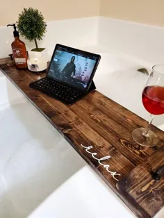 سینی حمام سینی حمام سینی Caddy Rustic Bath Board سینی روستکی |  اتسی