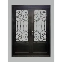 محصولات ساختمانی Palermo Iron 3/4 Lite Inswing Black Drawed Prehung Double Door Does Lowes.com