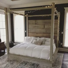 تخت خواب سایبان چوبی اصلاح شده (سفید)