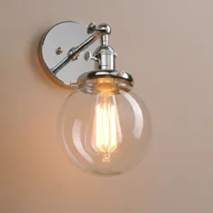 5.9 "VINTAGE INDUSTRIAL WALL LAMP SCONCE GLOBE PLAIN GLASS SHADE LOFT WALL LIGHT WALL LIGHT | eBay