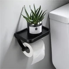 نگهدارنده رول نگهدارنده کاغذ دستمال توالت مشکی دیواری دارای رول قفسه نگهدارنده تلفن