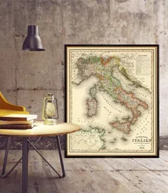 نقشه ایتالیا نقشه دیوار چاپ نقشه عتیقه نقشه پرنعمت |  اتسی