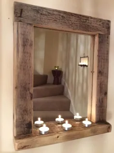 آینه چوبی / چوبی با قفسه چوب دست ساخته شده دست ساز |  اتسی