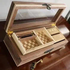 جعبه جواهرات چوبی جعبه جواهرات چوبی افرا و گردو |  اتسی