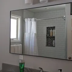 آینه دیواری بزرگ مدرن حمام غرور تزئینی مستطیل صنعتی فولادی بدون قاب بدون فلز سیاه و سفید فولاد سفید پایان