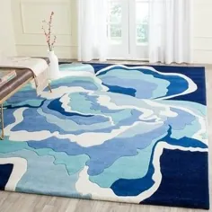 فرش دستباف Safureie Allure Kittie Modern Floral Wool Wool (8 "x 10" - Mediterranean / Blue)