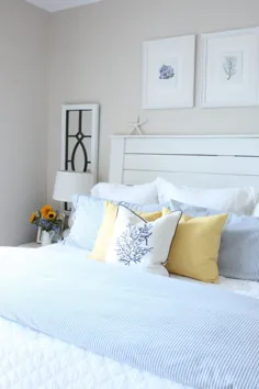 ژوئن 2017- آبی ، سفید و زرد در اتاق خواب - کلبه ستاره دریایی