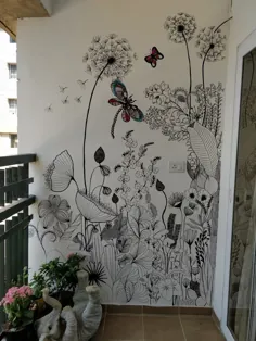 کاغذ دیواری متحرک گلهای WIld - نقاشی دیواری دیواری گل باغ ، آبرنگ ، کاغذ دیواری روشن ، رنگارنگ