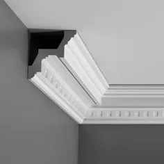 قالب تاج پلی اورتان تزئینی C211-Luxxus ، سفید سفید.  صورت: 6-1 / 4 "طول: 78-3 / 4"