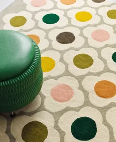 فرش Orla Kiely هندسی دست ساز ساخته شده از پشم بژ / سفید / سبز