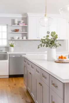 بازسازی آشپزخانه سفید و خاکستری انتقالی در Pleasant Hill |  Eggshell Home - طراح داخلی منطقه خلیج سانفرانسیسکو