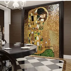 1500.0US $ | Der kuss von Gustav Klimt، Hand Glasmosaik Kunst Wandbild Decor | نقاشی دیواری دیواری | هنر تزئینی دیوار دیواری - AliExpress