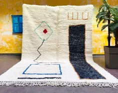 فرش 8x11 سفید مراکشی فرش Beni ourain فرش Wool Area فرش |  اتسی