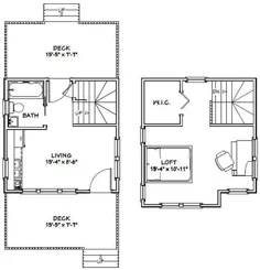 خانه 16x16 - 1 اتاق خواب 1 حمام - 493 فوت مربع - PDF Floor Plan - بارگیری فوری - مدل 19A