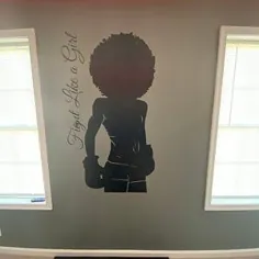 Gym Wall Decal Afro Girl Power fitness نقل قول دکور تمرین هنری |  اتسی