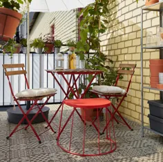 میز TÄRNÖ + 2 صندلی در فضای باز ، قرمز ، قهوه ای روشن - IKEA