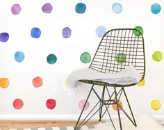 برچسب های دیواری Polka Dot 110x مجموعه رنگ وینیل Rainbow قابل جابجایی |  اتسی