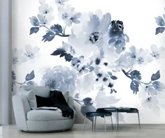 گل آبرنگ آبی - فروشگاه دكل شما |  عکس برگردان دیواری NZ Designer |  برچسب های دیواری |  نقاشی دیواری دیواری