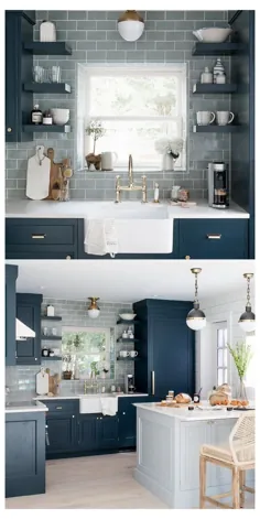 آبی و خاکستری آشپزخانه