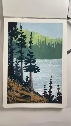 کتاب طرح نقاشی درختان و اقیانوس در گواش، فیلم فرآیند