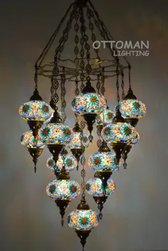 موزاییک لیزری دست ساز 15 ترکی لوستر خیره کننده ، دکور موروکان ، لامپ های موزاییک ترکی ، لامپ های بوهمی ، روشنایی ، لامپ های عثمانی ،