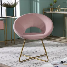 صندلی تاکلی روکش دار Slatina Grey Silky Velvet با پایه رنگ طلایی - Walmart.com