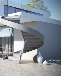 طرح های راه پله مارپیچ در فضای باز برای تکمیل نمای بیرونی خانه